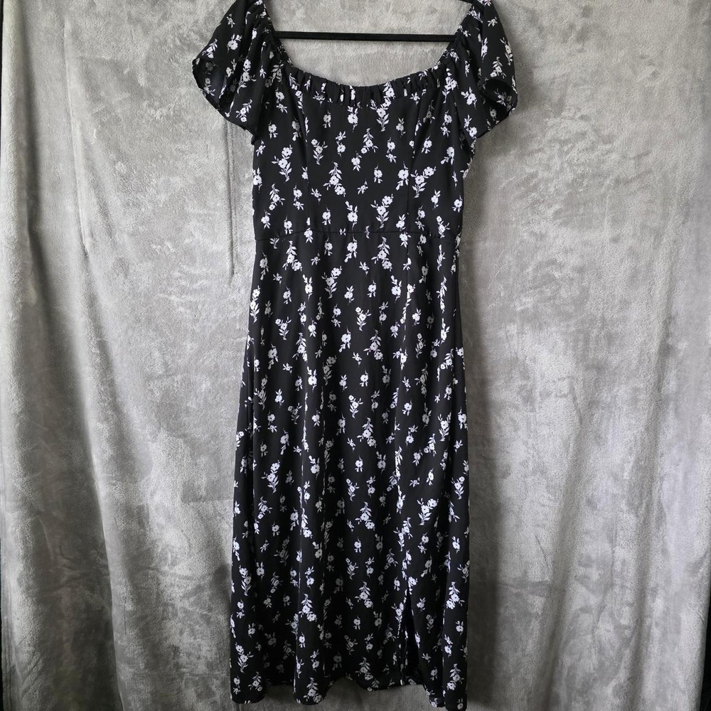 Trixxi Floral Milkmaid Midi Dress w/ Side Slit - Size L